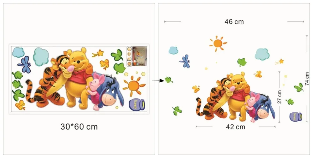 Винни-Пух тигр животные мультфильм виниловые друзья настенные наклейки для детской комнаты детский сад класс декоративные наклейки