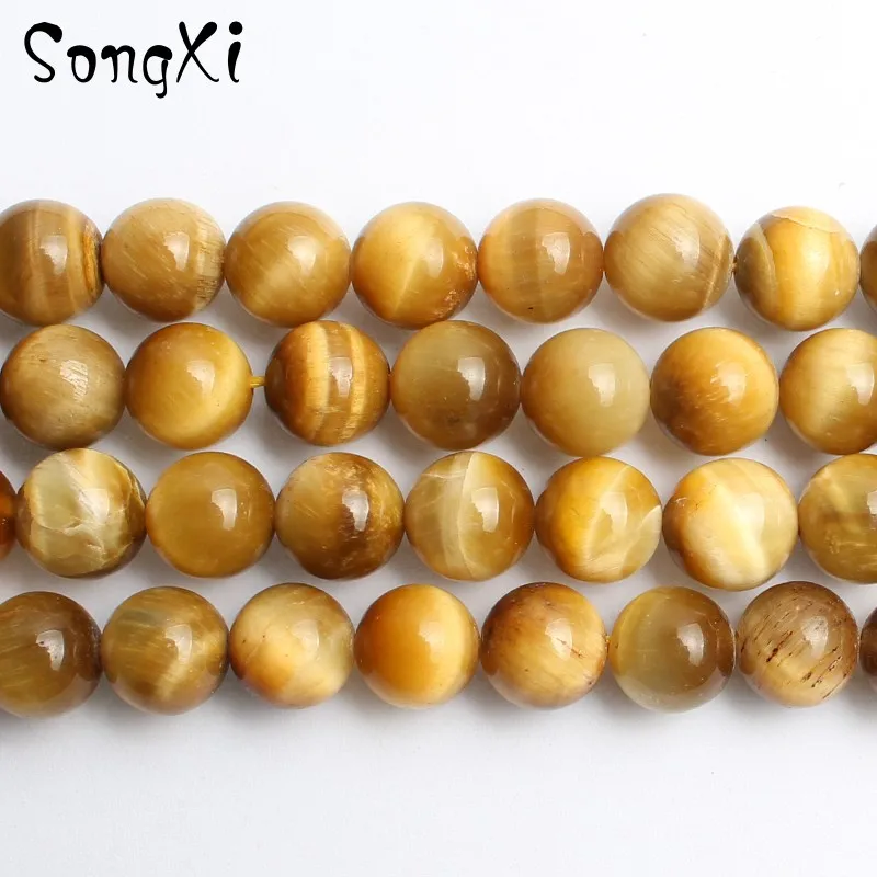 

Natural Stone Gold Tiger Eye Beads For Jewelry Making 4 6 8 10 12 MM Smooth Round Bead DIY Necklace Bracelet 15'' Wholesale