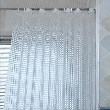

3D Water Effect Cube Design Water Resistance Bathing Shower Curtain Fabric EVA Waterproof Home Bathroom Curtains