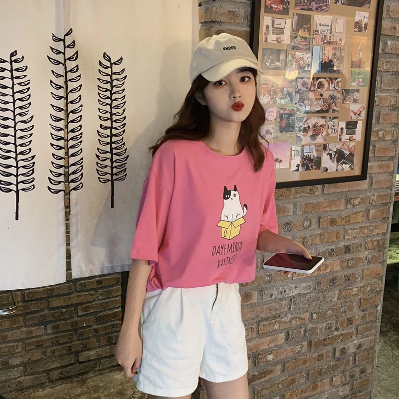Zaraing Woman t shirt Spring Summer Girls Print Short Sleeve O Neck Tshirt Cotton Women Streetwear Top Cotton Quality Tops Tee