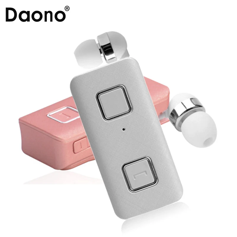 

New DAONO Stereo Wireless Bluetooth Headset Calls Remind Vibration Wear Clip Driver Auriculares Earphone for Phone