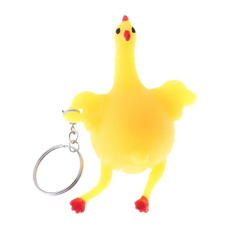 Novelty Spoof Tricky Funny Gadgets Toys Vent Chicken Whole Egg Laying Hens Crowded Stress Ball Keychain