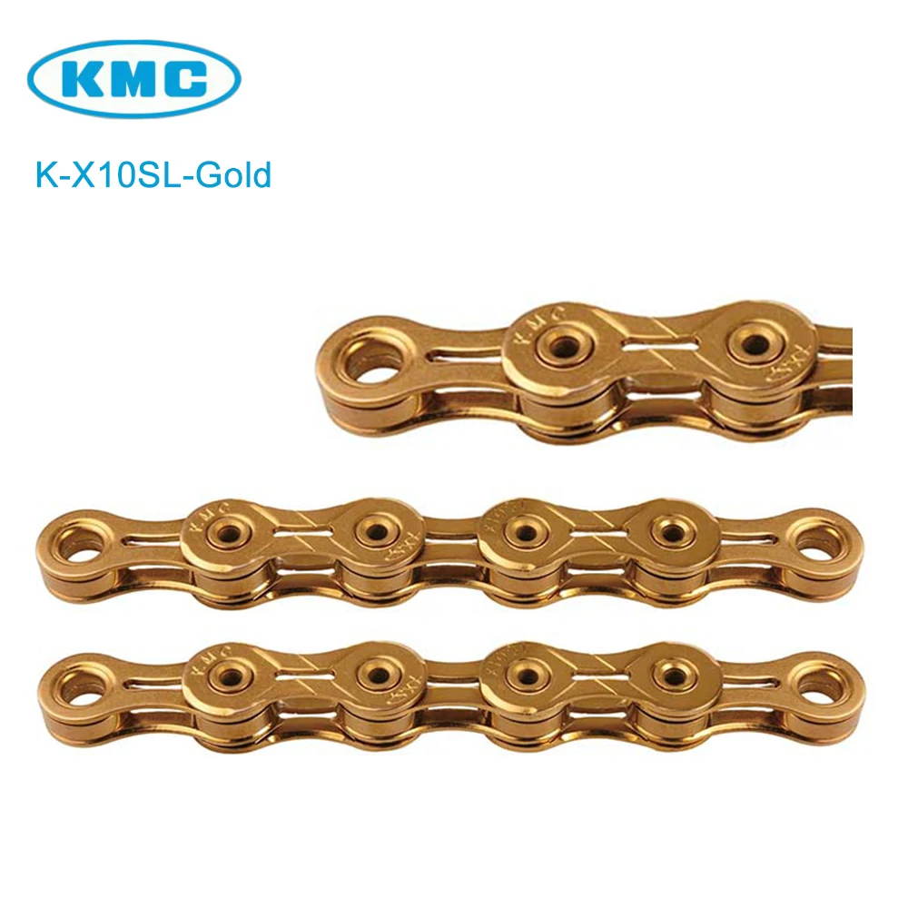 KMC X10SL Speed 116L Link Chain Titanium Gold Super Light MTB-ROAD 