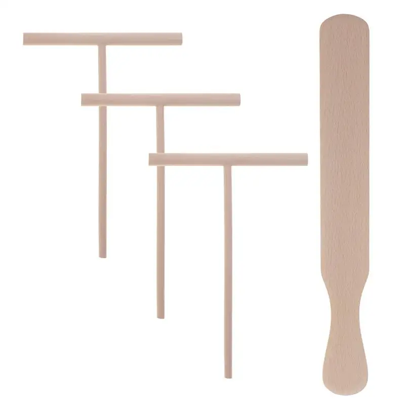 

4pcs Pancake Cooking Utensils Wooden Crepe Spreader and Spatula Tortilla Rake Batter Spreading Tools