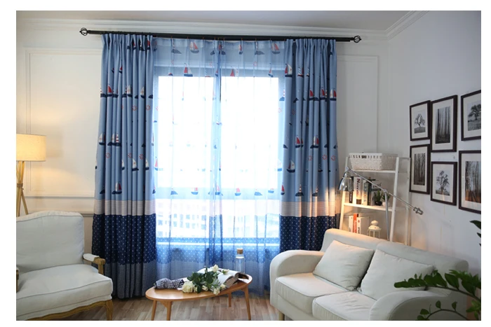 Средиземноморский парусник, дизайнерские Шторы для детей, детская комната, гостиная, спальня, Мультяшные занавески на окна для мальчиков, синий цвет, HP020D3
