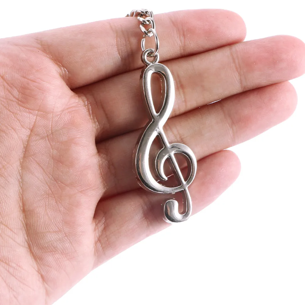 

Fashion Key Chain Key Ring Silver Plated Musical Note Keychain For Car Metal Music Symbol Key Chains Friend Gift