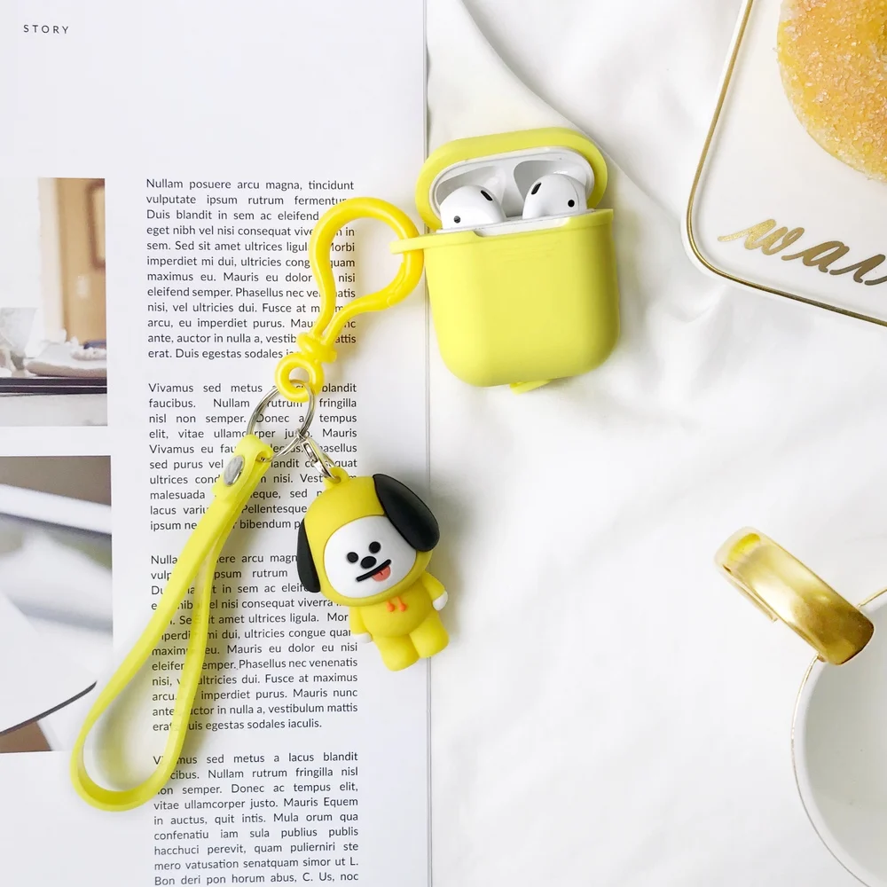 

earphones accessories silicone case cute for airpods Cartoon cover for tws i10 i9s i11 i18 key ring for airpods dust guard