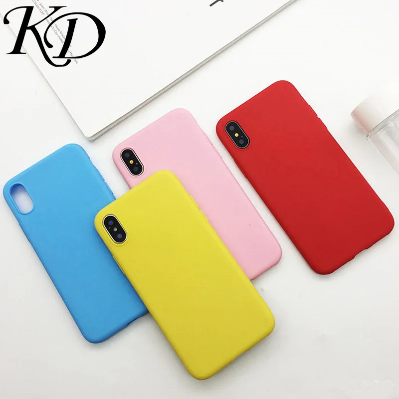 

Phone Case For Apple iPhone X 6 6s 6Plus 7 8 Plus Luxury brand Frosted Matte Retro Pink White Color Original Silicone Back Cover