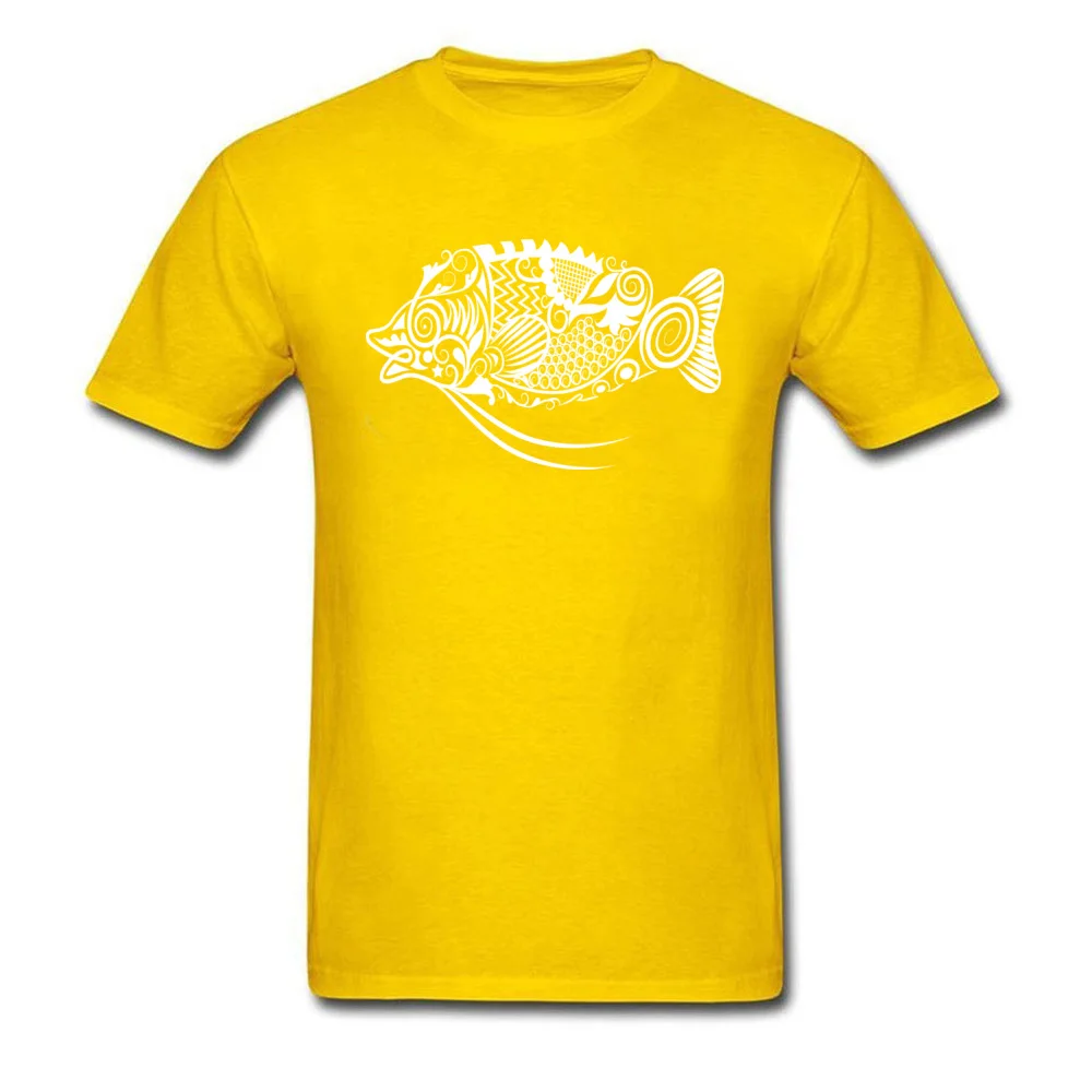 2018 Discount Student T Shirts Fish pattern Family Tops Shirt Pure Cotton Short Sleeve Gift T-Shirt Crew Neck Wholesale Fish pattern yellow