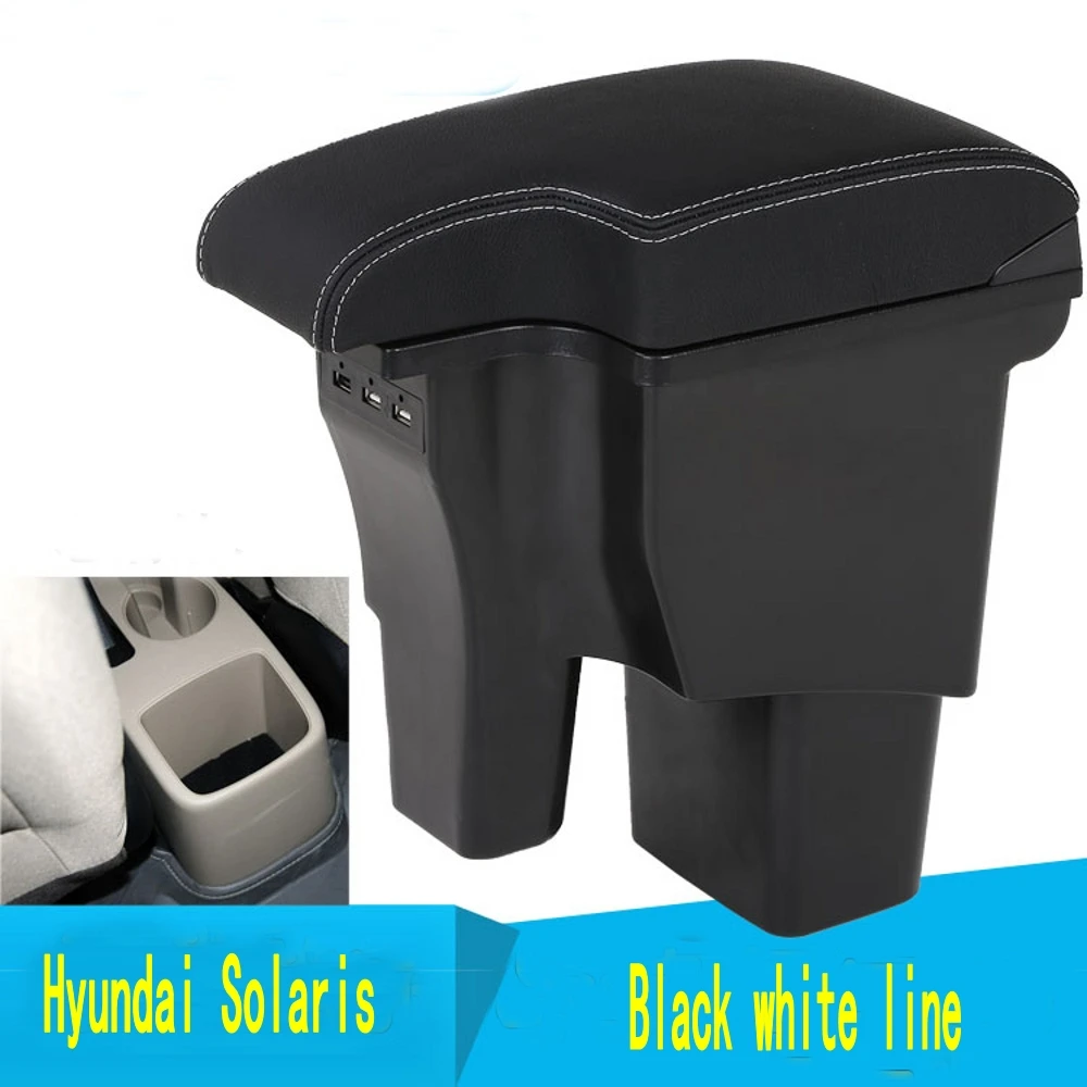 

for Hyundai Solaris I armrest box universal car center console caja modification accessories double raised with USB