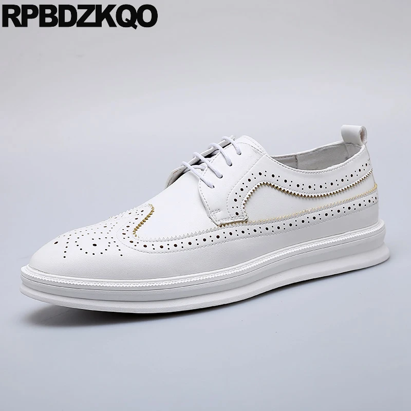

Wingtip Elevator White Comfort Rubber Height Increasing Oxfords Brogue Designer Lace Up Pointed Toe Business Casual Men Shoes