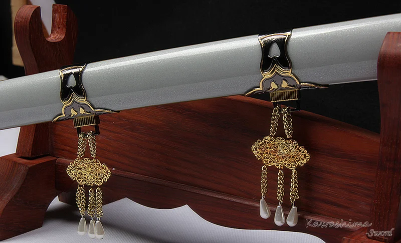Подлинный Tsurumaru Kuninaga меч самурая японский катана дамасская кованая сталь Real Hamon