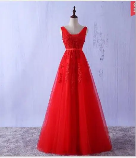 Новое поступление пикантные женские вечерние платья Иллюзия Vestido de Festa ТРАПЕЦИЕВИДНОЕ вечернее платье с жемчугом вечернее платье с v-образным вырезом и T023 - Цвет: Red