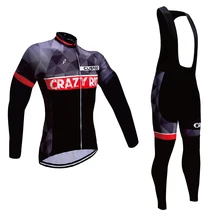 CUSROO мужские велосипедные Джерси наборы с длинным рукавом для спорта на открытом воздухе черный велосипедный цикл одежда быстросохнущая одежда для верховой езды черный комплект