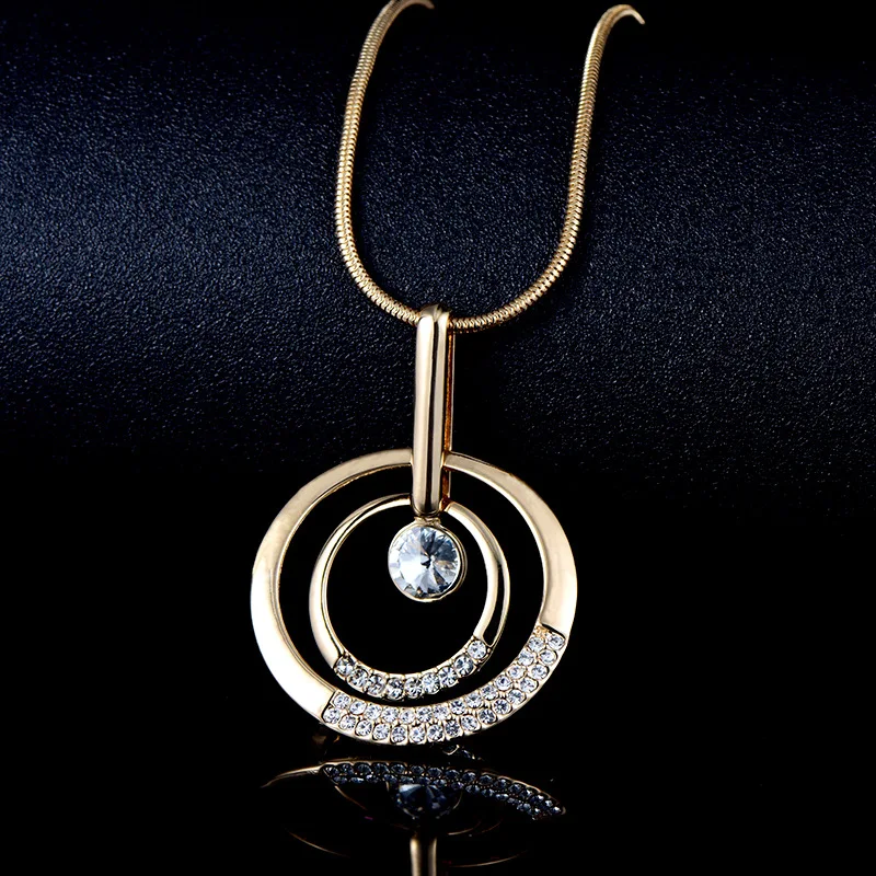 Цепочка женская с кулоном из циркония модная маленькая круглая ажурная цепочка