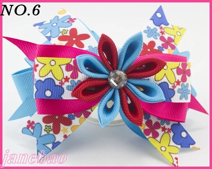 120 шт. 4.5 ''kanzashi цветок слоистых зажим для волос волосы девушка аксессуары для волос луки бант для девочек
