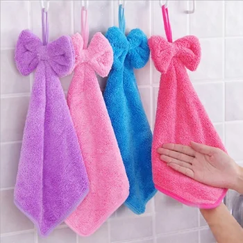 

Korean Style Soft Coral Velvet Hanging Towel Hand Towel Kitchen Bethroom Towel