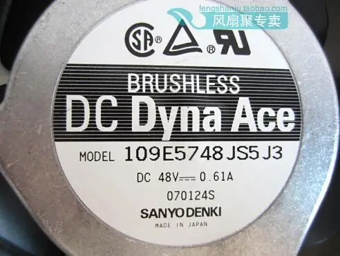 Бренд: SANYO Модель: 109E5748JS5J3 Технические характеристики: 172*150*51 мм Напряжение: DC48V ток: 0.61A подшипник: Двойной Подшипник скорость