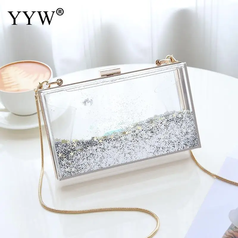 Transparent Sequined Crossbody Bag Star Evening Party Handbag Women Shoulder Messenger Bags New Clearly Bolsa Feminina
