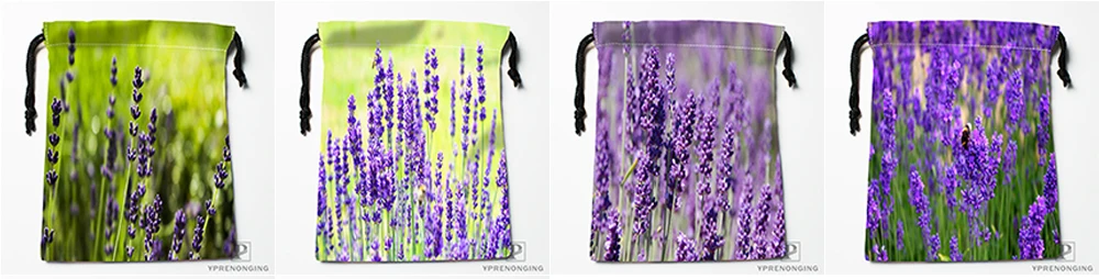 С лавандой растение природа размытие Drawstring Сумки Путешествия хранения мини мешок плавать Пешие прогулки игрушка мешок размер 18x22 см#0412-04-05