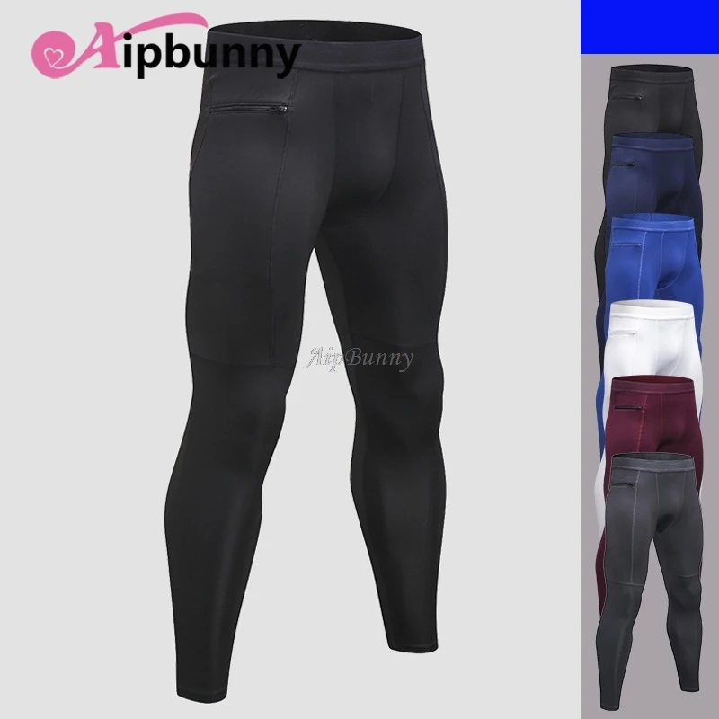 

Men's Wokout Training GYM Fitness Sport Pants Boys Tight Compression Breathable Outdoor Running Jogging Leggings Zipper Pocket