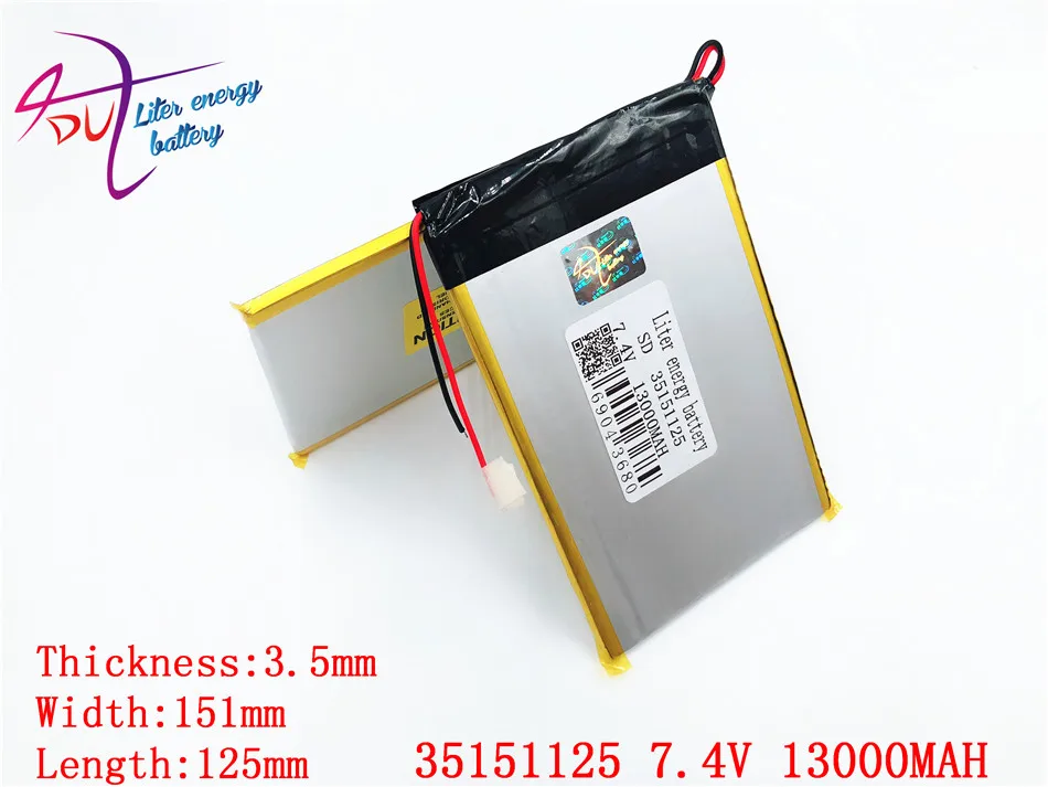 7,4 V 13000 mAh Аккумуляторы для планшетов DIY U30GT, U30GT1, U30GT2 двойной четыре ядра, планшет, компьютер, батарея 33161125 Размеры: 3,5*151*125 мм