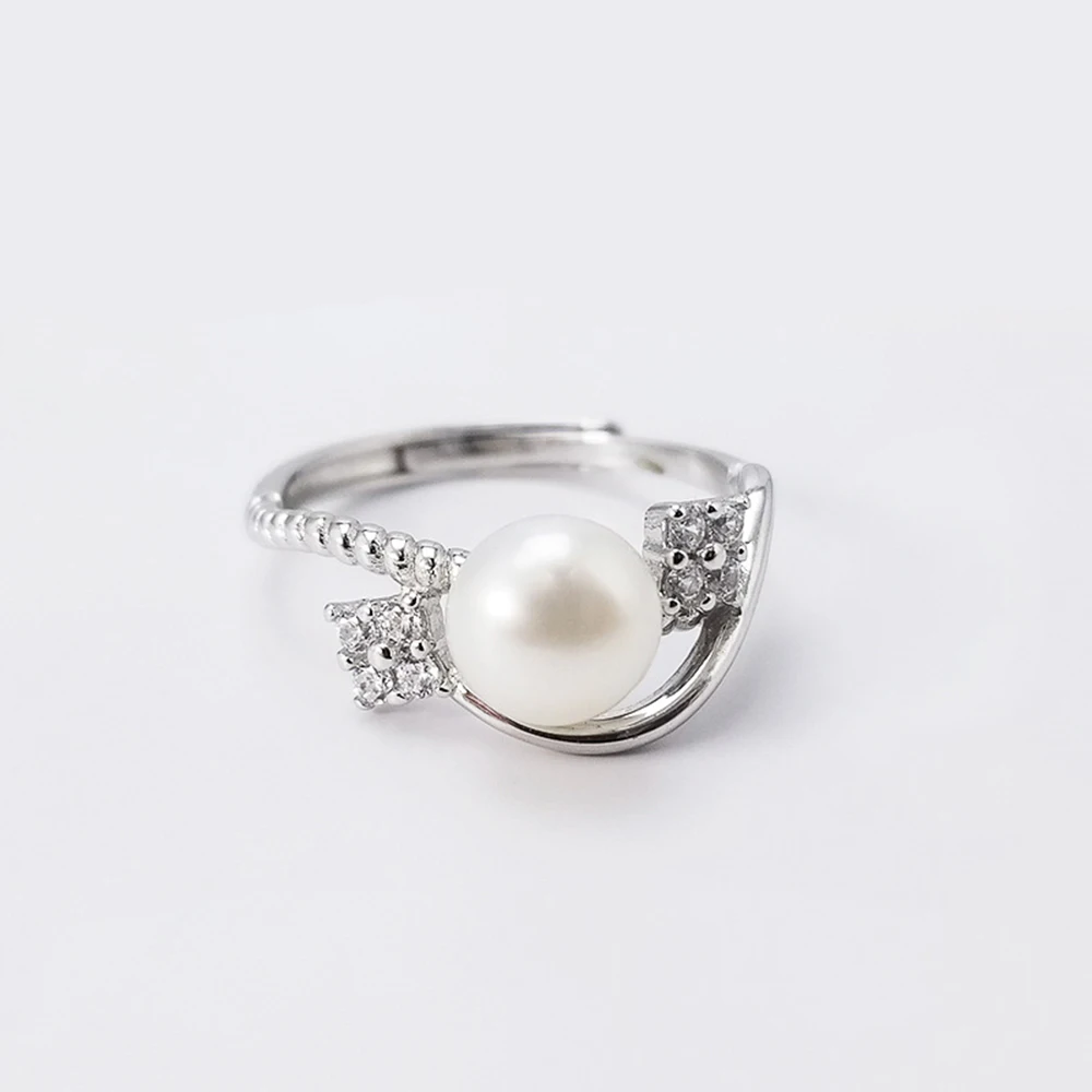 

Silver 925 Inlaid Zircon Adjustable Pearl Ring Mounts Woman Oyster Pearl Jewelry Making Sterling Silver Freshwater Pearl Ring