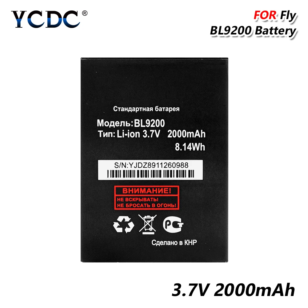 YCDC 3,7 V 2000mAh BL 9200 BL9200 сменная батарея для телефона FLY FS504 Cirrus 2 FS514 Cirrus 8 3,7 литий-ионная аккумуляторная батарея