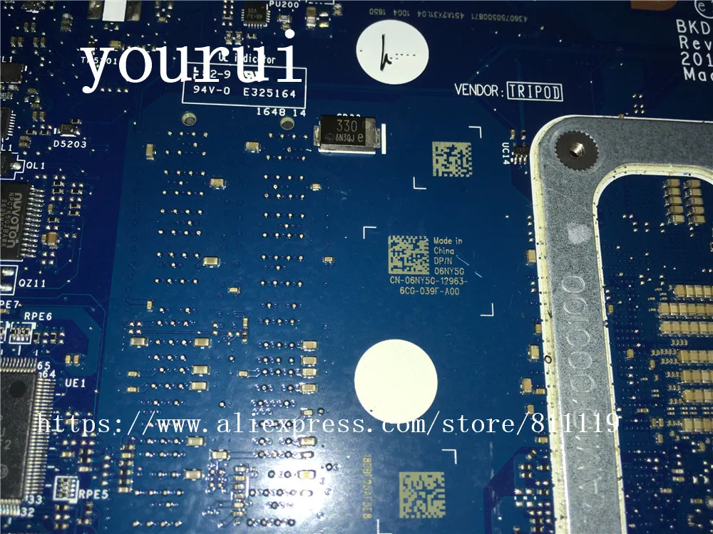 Yourui для Dell Vostro оригинальная материнская плата для ноутбука 5468 5568 процессор материнской платы i5-7200u DDR4 CN-06NY5G 06NY5G LA-D822P