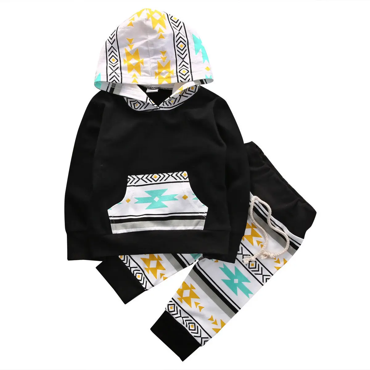 

2016 Autumn Newborn Baby Girls Boys Casual Hooded Sweatshirt Tops+Pants Clothes Set Outfits