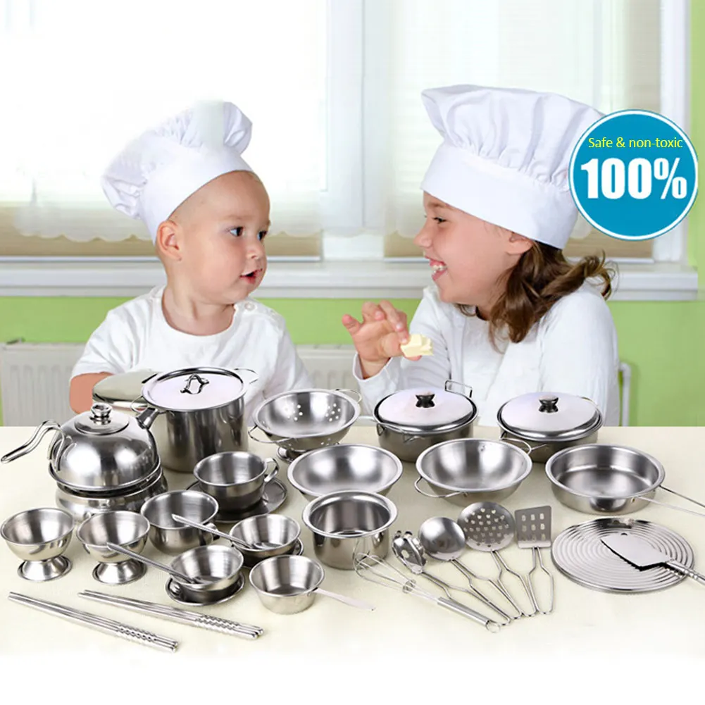 Play House Toys Super Anti-fall Stainless Steel Boys and Girls Toys Children's Play House Kitchen Toy Sets