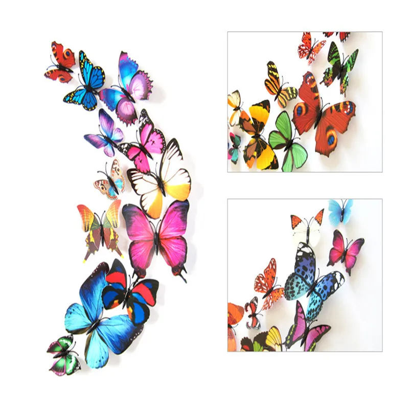 2 Sets Of 24PC PVC 3d Butterfly Wall Decor Cute ...