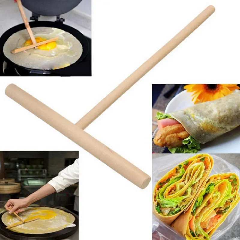 

Urijk 1Pc Chinese Specialty Crepe Maker Pancake Batter Wooden Spreader Stick DIY Restaurant Home Kitchen Pancake stick Tool