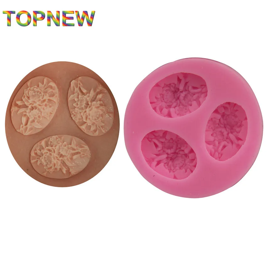 

Hot! Lovely 3-Hole Flowers Molds for Fondant Sugar Jello Jelly Lace Ice Cake Non-Stick Decorating Tools Silicone Moulds C1676