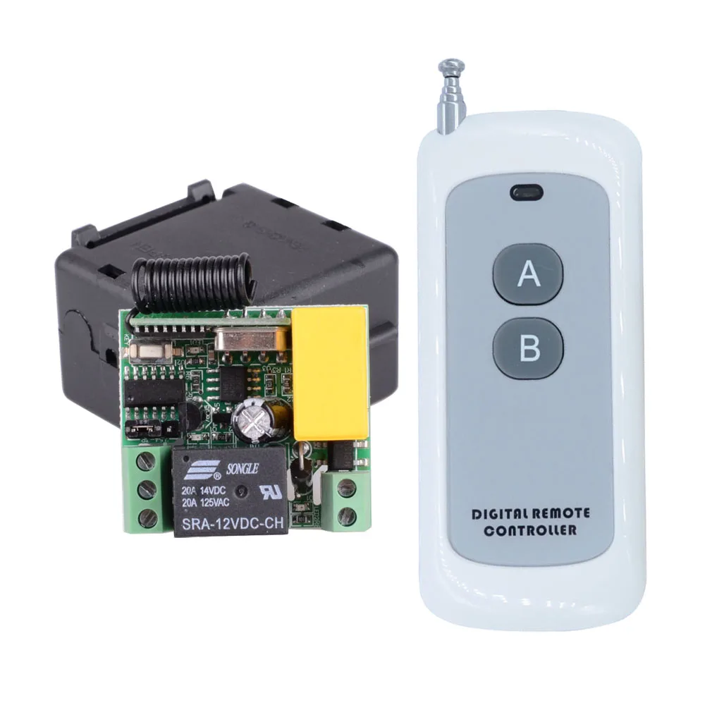 

AC 220V 10A 1CH Remote Switch Relay Module Smart Home 220V Receiver with Universal Wireless 433 Mhz RF 2 Button Transmitter