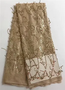 

Wonderful party sequins design French net lace fabric African tulle cloth for evening dress JNZ212(5yards/lot) multi color