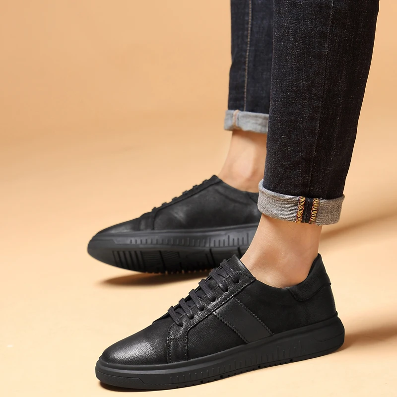 Black Calçado De Masculinos Homem Lace Moda Primavera Sapatos Homens Outono Couro Mocassins Respirável K3 Casual Genuíno up HPatq
