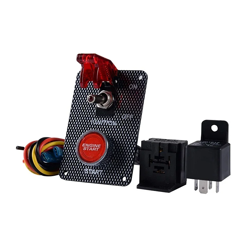 

12V-24v Racing Car 12V Ignition Switch Panel Engine Start Push Button Red LED Toggle