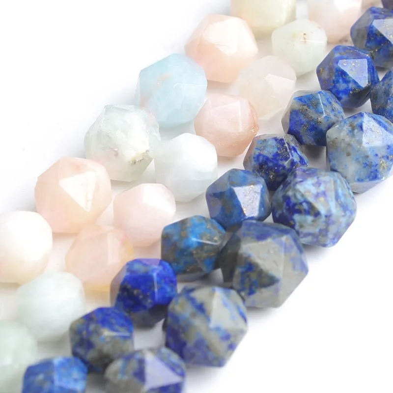 

Natural Faceted Lapis lazuli Colorful Morganite Gem Stone Round Loose Beads for Jewelry Making Diy Bracelet Necklace 15'' 8 10mm