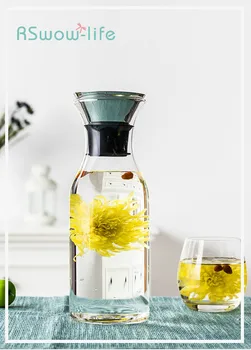 

Household Transparent Heat-resistant Glass Jug Simple Large-capacity Summer Juice Bottle with Silicone Cover