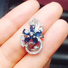 Натуральное сапфировое колье с подвеской в форме цветка Серебро 925 пробы 0.35ct* 5 шт драгоценных камней ювелирные изделия# X193405