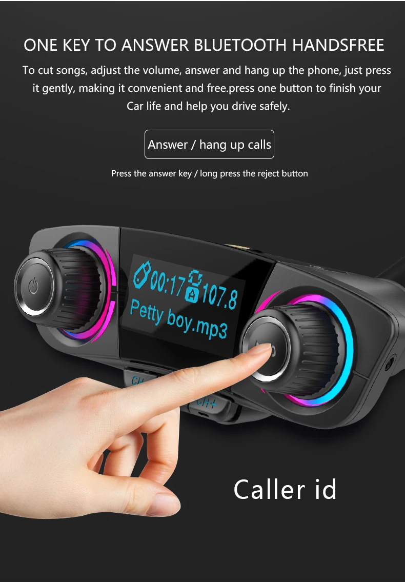 Горячий стиль fm-передатчик Bluetooth автомобильное зарядное устройство USB карты распознавания Аудио выходной адаптер питания MP3 игры BT-06