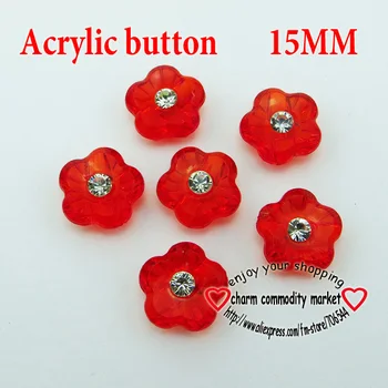 

40PCS flower shape red Dyed Acrylic buttons coat boots sewing clothes accessories A-006