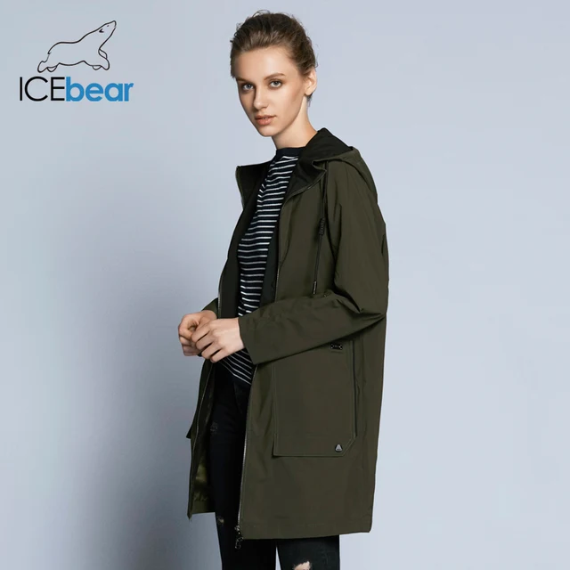 ICEbear 2019 Новинка женская модная ветровка весенняя женская куртка-парка с ветрозащитным капюшоном качественное пальто для отдыха GWF18006D