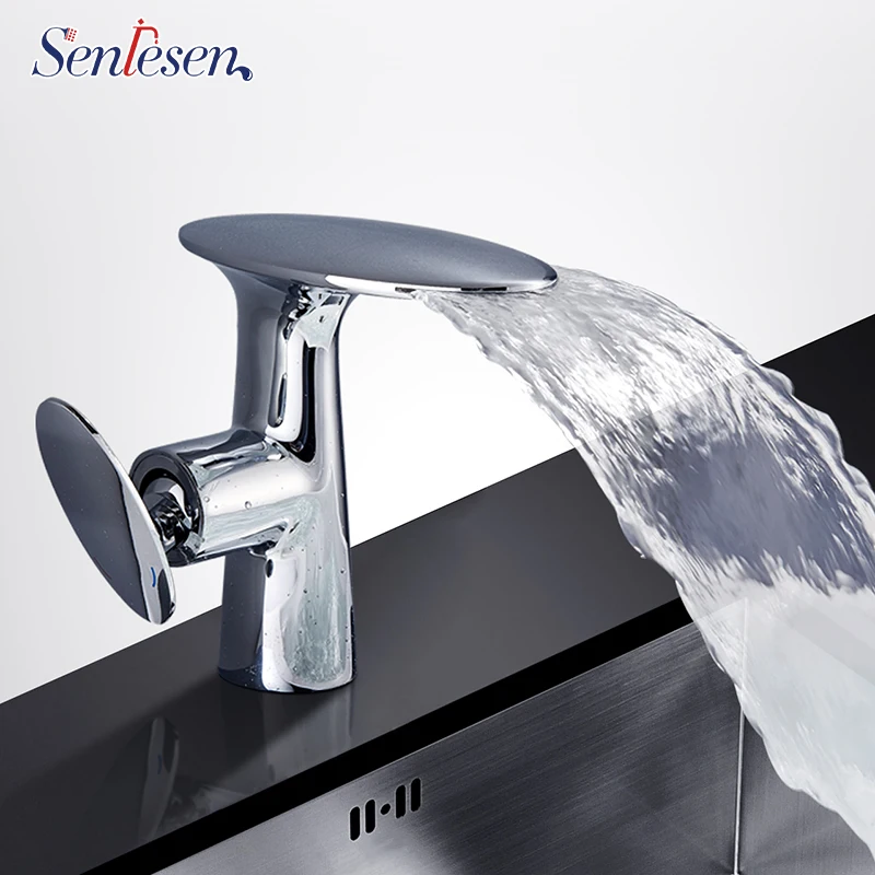 

Senlesen Waterfall Basin Faucet Single Handle Dual Control Robinet Para Bathroom Sink Cold and Hot Water Mixer Tap