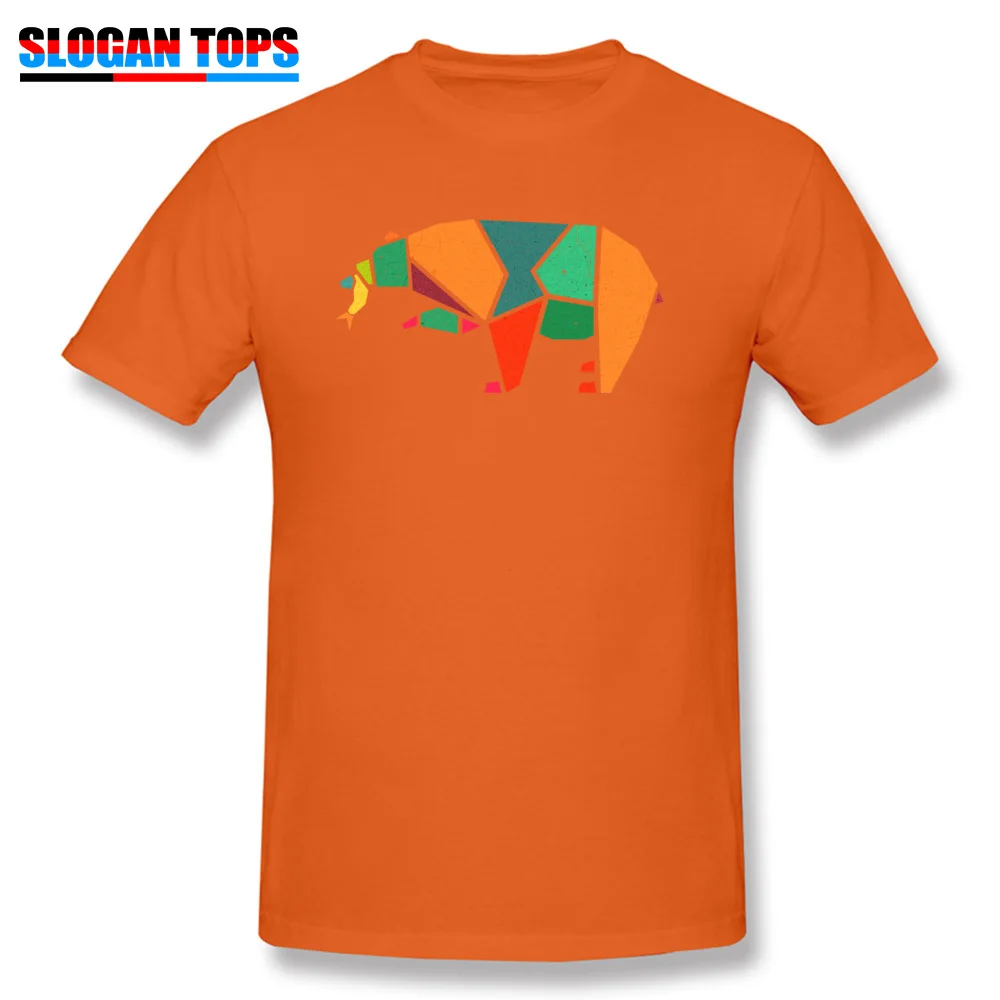 Fishing Bear Colourful Vintage Tees Classic Round Collar Normal Short Sleeve All Cotton Men Top T-shirts Design Tops T Shirt Fishing Bear Colourful Vintage orange
