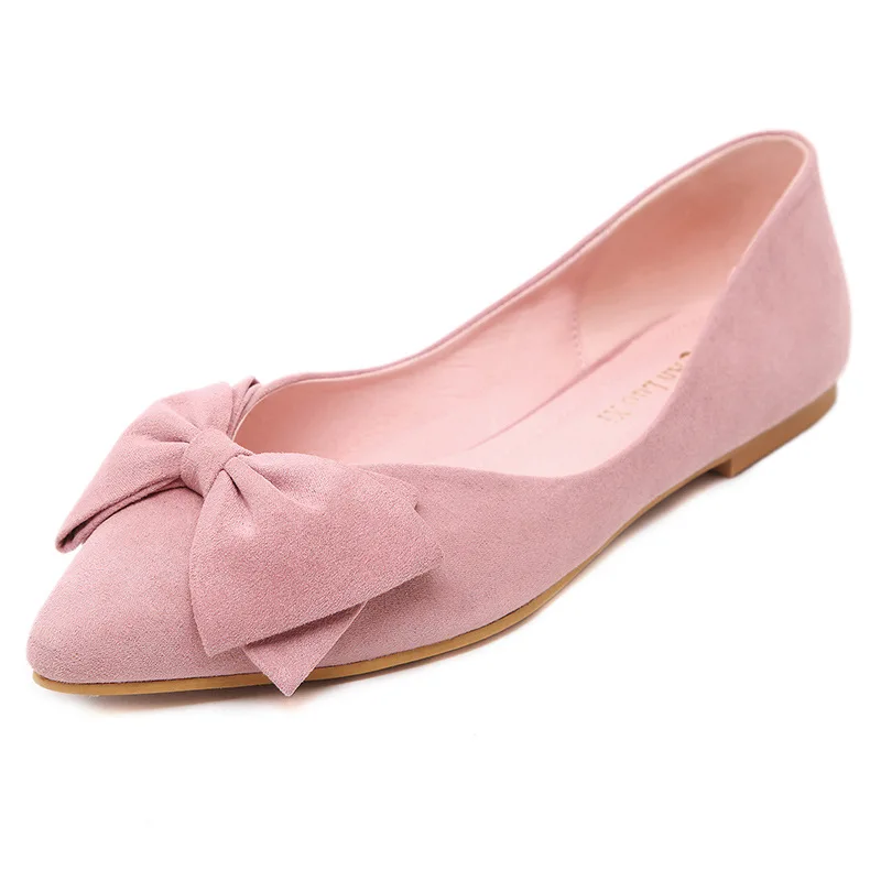

New Women Suede Flats Fashion High Quality lady Basic Pointy Toe Ballerina Ballet Flat Slip On Shoes plus size 33-43