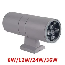 Современный декор с крышкой вверх/вниз с двумя головками цилиндров 6 Вт 12 Вт 24 Вт 36 Вт светодиодный настенный светильник на открытом воздухе Водонепроницаемый IP65 настенный светильник AC 85-265 V