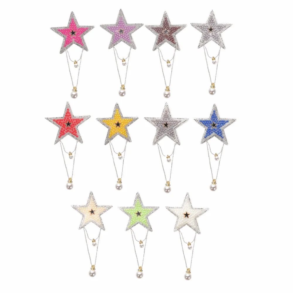 

letter Patch Iron On Badges Embroidered Applique Rhienstones Pentagram Hotfix Badge Clothes Garment Apparel Accessories