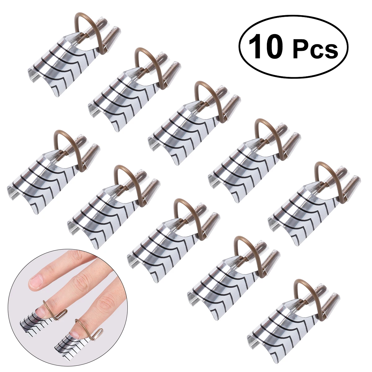 

5pcs Reusable Extension Nail Forms Shape French False Nail Curve Gel Nail Art Guide Form Nail Art Silver Foil